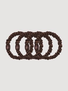 Haarelastieken Skinny Dark Brown van moerbeizijde, 4-delig