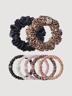 Zijde scrunchies Pixie, 7-delig