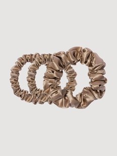 Zijde scrunchies Light Brown, 3-delig