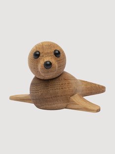 Handgemaakt decoratief object Mini Seal van eikenhout