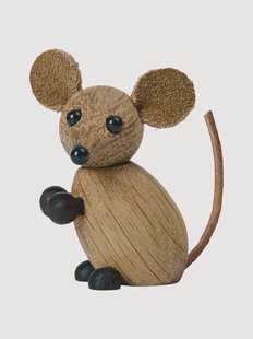 Handgemaakt decoratief object The City Mouse van essenhout