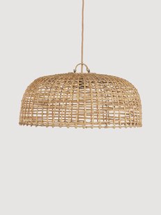 Handgeweven hanglampenkap Cloche van polyrotan