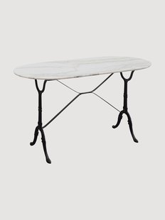 Ovale eettafel Kaffeehaus met marmeren blad, 120 x 60 cm