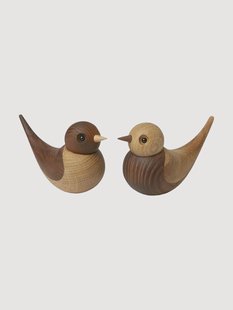 Handgemaakt decoratief object Soulmates van eikenhout, 2-delig