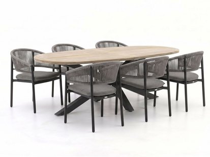 Bellagio Panaro/ROUGH-Y Ellips 240cm dining tuinset 7-delig stapelbaar - Laagste prijsgarantie!