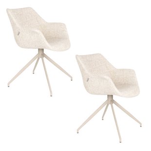 Zuiver Doulton Eetkamerstoelen Armleuning Beige - Set van 2