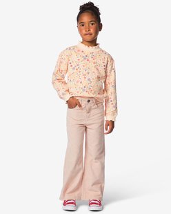 HEMA Kinderbroek wijde fit corduroy bloemen roze (roze)