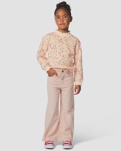 HEMA Kinderbroek wijde fit corduroy bloemen roze (roze)