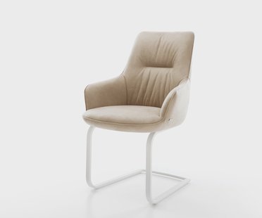 DELIFE Sledemodel Zelia-Flex met armleuning microvelours beige vintage sledemodel vlak wit pocketveer kern