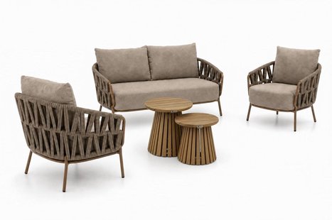4 Seasons Outdoor Biarritz/Fungo 45/55 cm stoel-bank loungeset 5-delig
