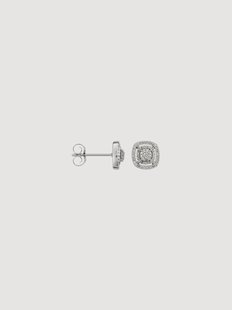 Witgouden oorbellen Square Richesse met diamanten