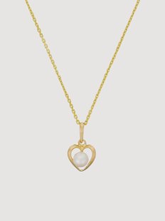 Goudkleurige ketting Lova Pearl, met geelgouden hanger en parels