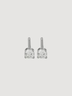 Witgouden oorbellen Single met diamanten