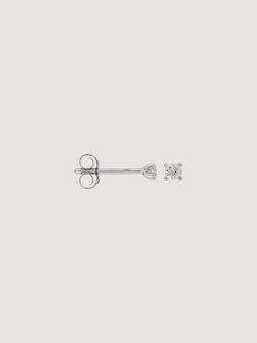 Witgouden oorbellen Stud Single met diamanten