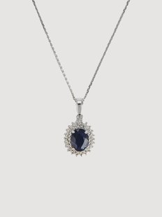 Zilveren ketting Soleil Bleu met diamanten en edelstenen