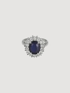 Witgouden ring Soleil Bleu, met saffieren
