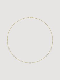 Geelgouden halsketting Sunny met parels
