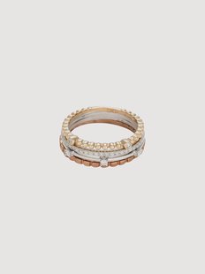 Wit-/geel-/ros&eacute;gouden ringenset Harmonie met diamanten, 4-delig