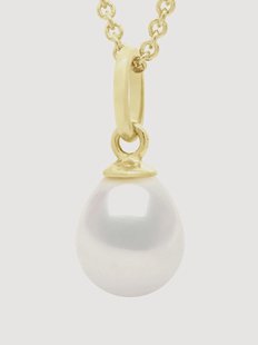 Handgemaakte geelgouden ketting Blanche met parel