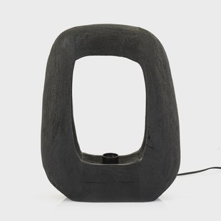 By-Boo Tafellamp 'Gibs' Hout, 40cm hoog, kleur Zwart