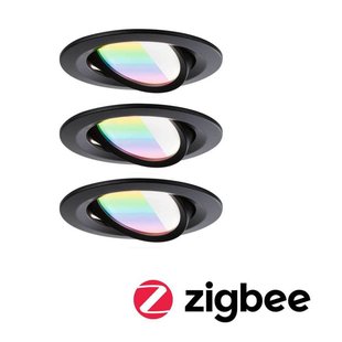 Paulmann LED-inbouwlamp Nova Coin Smart zwart RGBW set van 3 stuks 8,4 cm