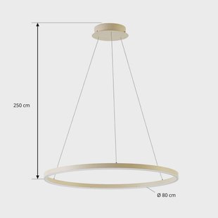 Arcchio LED hanglamp Albiona, beige, 1 ring, Ø 80 cm