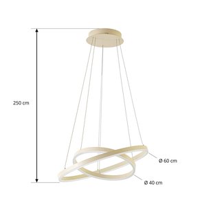 Arcchio LED hanglamp Albiona, beige, 2 ringen, Ø 60 cm