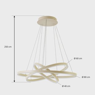 Arcchio LED hanglamp Albiona, beige, 3 ringen, Ø 80 cm