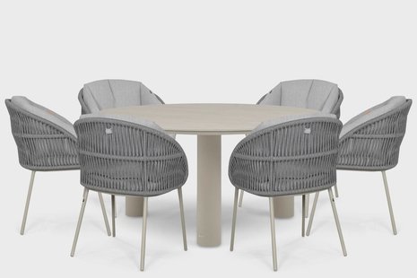 Santika Pebble/Trino 158 cm dining tuinset 7-delig