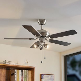 Anariki plafondventilator met verlichting, stil, zilverkleurig - Lindby - Woonkamer - Landhuis / Rustiek - Metaal