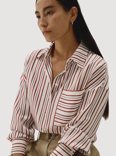 Oversized zijden twill damesblouse Striped