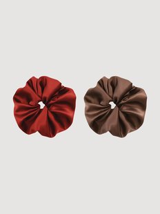 Scrunchies Amara &amp; Artio van 22 momme 6A premium moerbeizijde satijn, 2-delig
