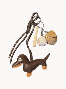 Handgemaakte tas charm Baseball van vegan leer