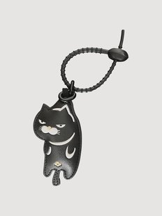 Handgemaakte tas charm Grumpy Cat van vegan leer