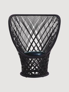 Rotan armstoel Pavo met leren zitvlak