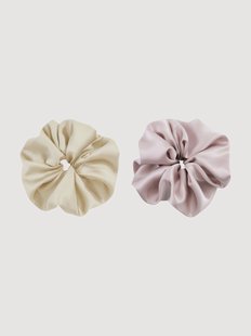 Scrunchies Champagne &amp; Lilly van 22 momme 6A premium moerbeizijde satijn, 2-delig