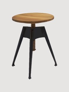 Kruk Portable Atelier van beukenhout met eikenhouten zitvlak, in hoogte verstelbaar