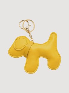 Handgemaakte sleutelhanger Cartoon Dog van vegan leer