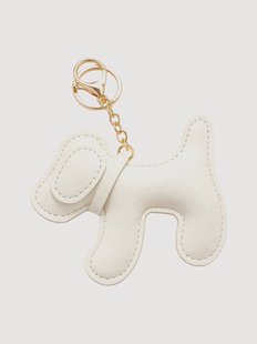Handgemaakte sleutelhanger Cartoon Dog van vegan leer