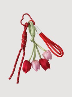 Handgemaakte tas charm Tulip van vegan leer