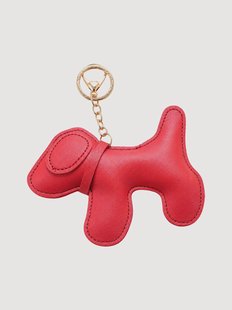 Handgemaakte sleutelhanger Cartoon Dog van vegan leer