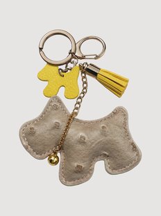 Handgemaakte sleutelhanger Dog van vegan leer