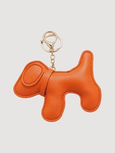 Handgemaakte sleutelhanger Cartoon Dog van vegan leer
