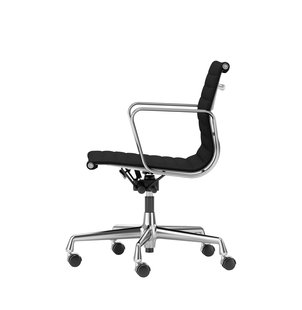 Vitra Aluminium Chair EA 117 - glanzend chroom - Hopsak - zwart - Wieltjes voor tapijt
