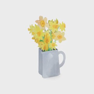 Kaart 3D met envelop, narcissen