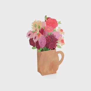 Kaart 3D met envelop, dahlia's