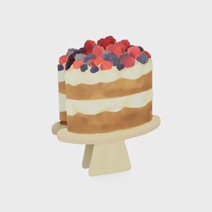 Kaart 3D met envelop, taart met fruit