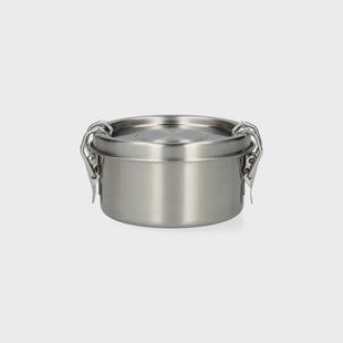 Lunchbox met siliconen ring, RVS, rond, &Oslash;10 cm, 300 ml