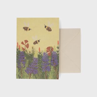 Kaart, World Animal Protection, bijen in een lupine veld