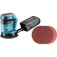 Makita DBO180ZJ (zonder accu) + Bosch Schuurschijf 125 mm K80, K120, K240 (25x)